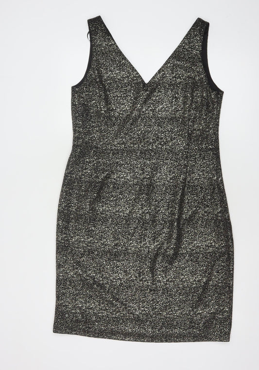 Phase Eight Women’s Black Glitter Bodycon Dress Size 16