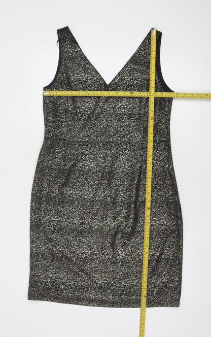 Phase Eight Women’s Black Glitter Bodycon Dress Size 16