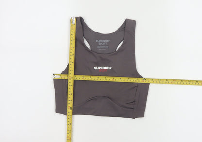 Superdry Women’s Grey Medium Support Sports Bra UK10 Polyester Blend