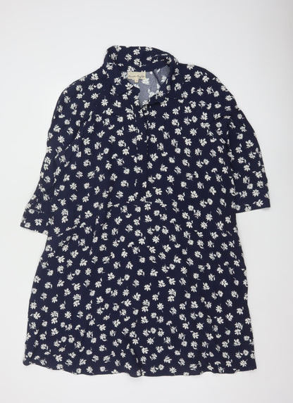 Phase Eight Women’s Blue Floral Viscose Shirt Dress Size 14