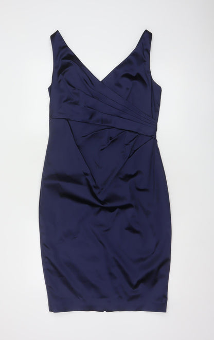 Coast Women’s Blue Satin Bodycon Knee Length Dress Size 12