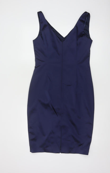 Coast Women’s Blue Satin Bodycon Knee Length Dress Size 12
