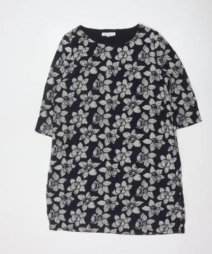 Seasalt Cornwall Women's Blue Floral Shift Knee Length Dress Size 14