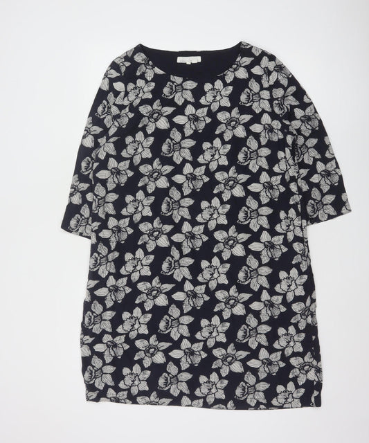 Seasalt Cornwall Women's Blue Floral Shift Knee Length Dress Size 14