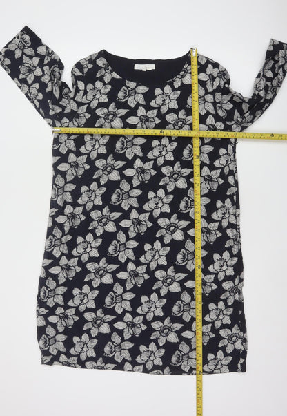 Seasalt Cornwall Women's Blue Floral Shift Knee Length Dress Size 14