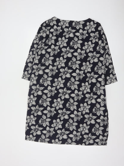 Seasalt Cornwall Women's Blue Floral Shift Knee Length Dress Size 14