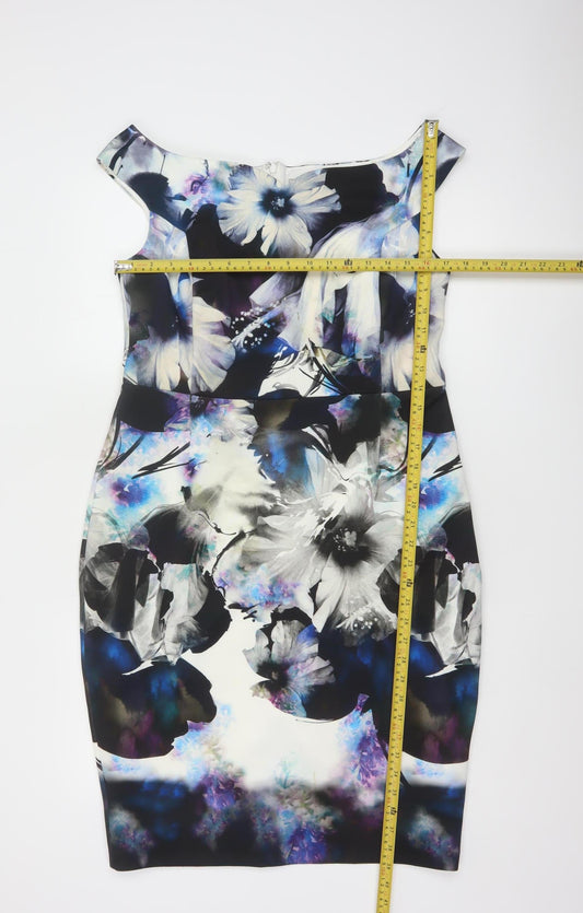 Coast Women's Multicoloured Floral Off-Shoulder Bodycon Dress Size 16