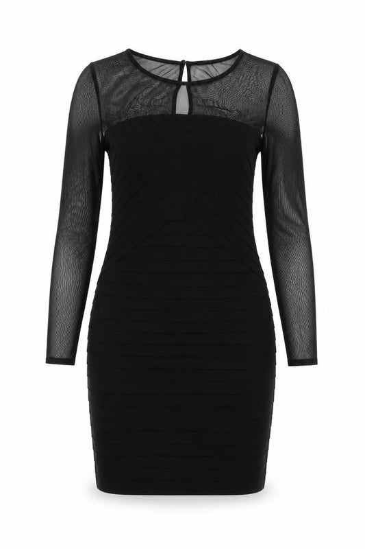 Wallis Women Black Long Sleeve Bodycon Knee Length Dress Size 12