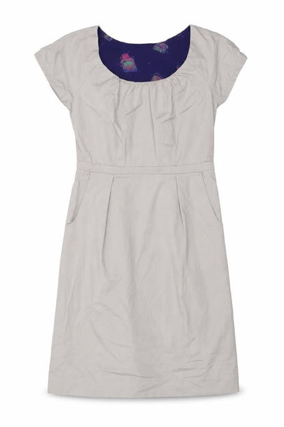 White Stuff Women Beige Size 12 Short Sleeve Knee Length Shift Dress