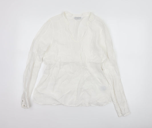 The White Company Women’s White Linen Tunic Blouse Size 12 Long Sleeve
