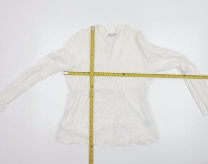 The White Company Women’s White Linen Tunic Blouse Size 12 Long Sleeve