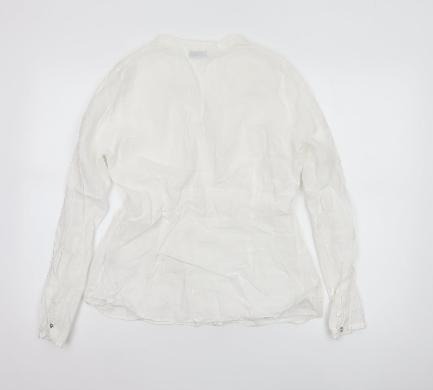 The White Company Women’s White Linen Tunic Blouse Size 12 Long Sleeve