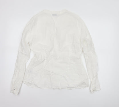 The White Company Women’s White Linen Tunic Blouse Size 12 Long Sleeve