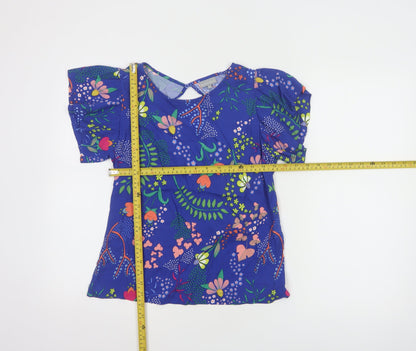 Oliver Bonas Women's Blue Floral Viscose Tunic Blouse Size 10