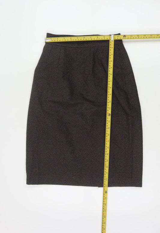 Next Women Brown Wool Blend Pencil Skirt Size 10 Workwear