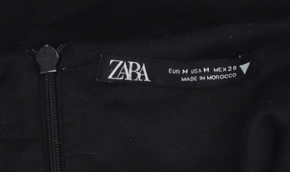 Zara Womens Black Short Bodycon Dress Size 12 Linen Blend