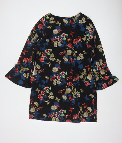 Yumi Women’s Multicoloured Floral Shift Dress UK 14 3/4 Sleeve
