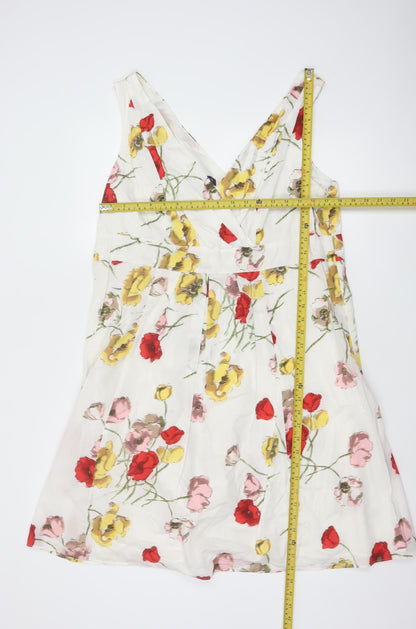 Lands' End Women's Multicoloured Floral Cotton A-Line Knee Length Dress UK 16