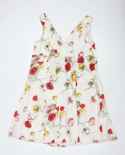 Lands' End Women's Multicoloured Floral Cotton A-Line Knee Length Dress UK 16