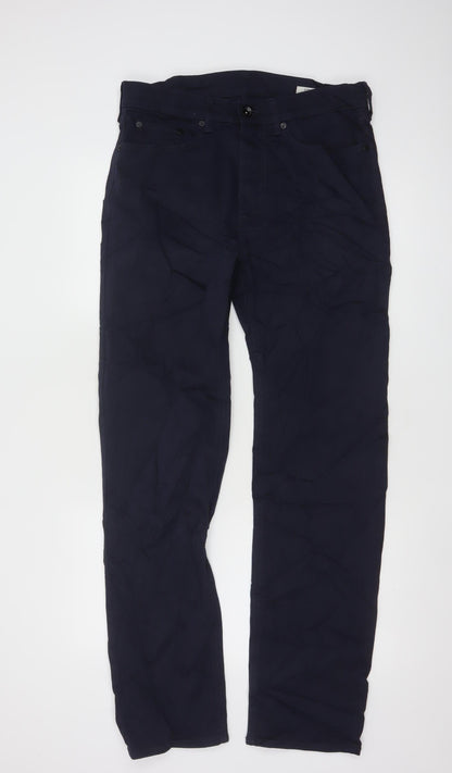 Marks and Spencer Men's Blue Regular Fit Chino Trousers 32/33