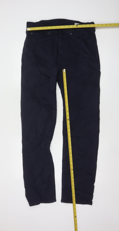 Marks and Spencer Men's Blue Regular Fit Chino Trousers 32/33