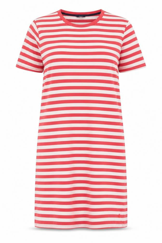Joules Women Red Striped Cotton T-Shirt Dress Size 20
