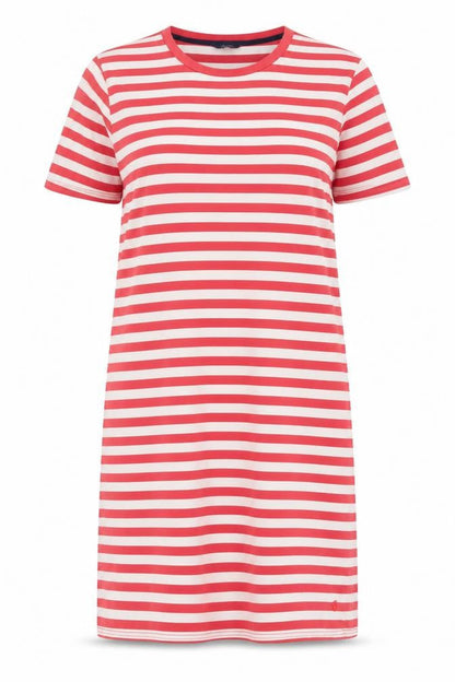 Joules Women Red Striped Cotton T-Shirt Dress Size 20