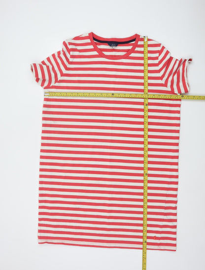 Joules Women Red Striped Cotton T-Shirt Dress Size 20