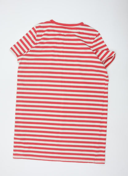 Joules Women Red Striped Cotton T-Shirt Dress Size 20