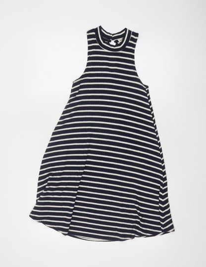 Hollister Women Black White Striped Sleeveless A-Line Knit Dress XS
