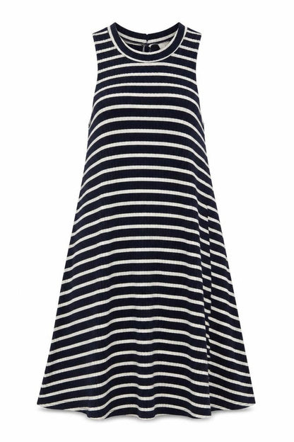 Hollister Women Black White Striped Sleeveless A-Line Knit Dress XS