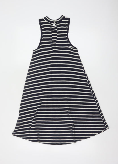 Hollister Women Black White Striped Sleeveless A-Line Knit Dress XS