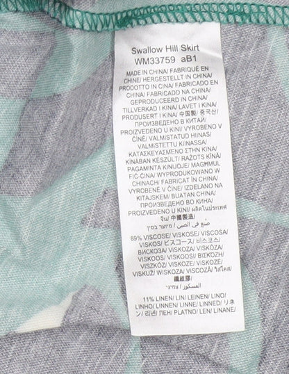 Seasalt Cornwall Womens Green Floral A-Line Midi Skirt UK 10