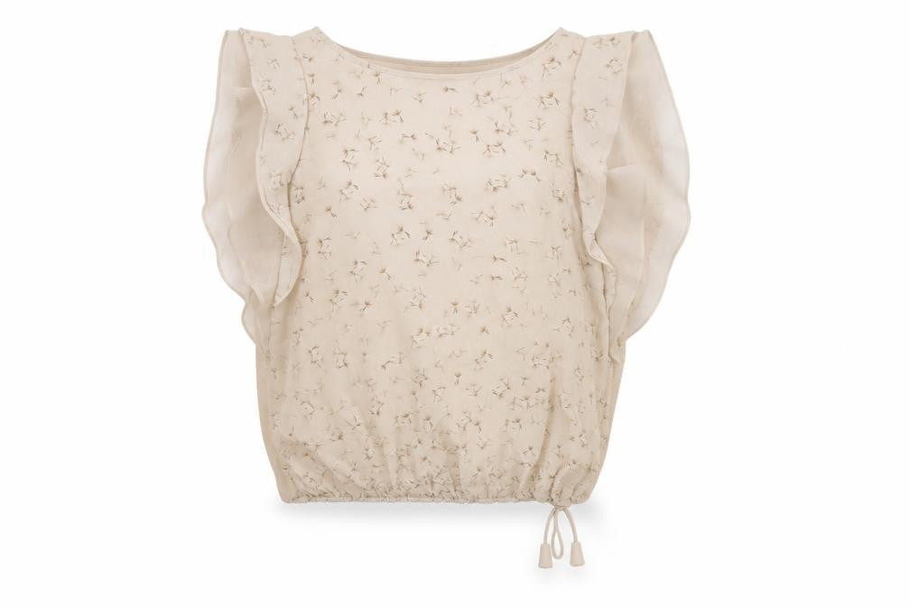 Mint Velvet Women's Beige Floral Ruffle Chiffon Tunic Blouse Size 10