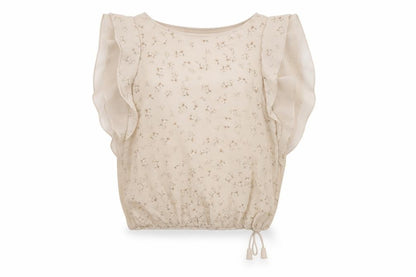 Mint Velvet Women's Beige Floral Ruffle Chiffon Tunic Blouse Size 10