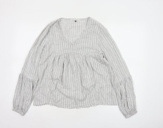 Maison de Nimes Women’s Grey Check Tunic Blouse Size 8