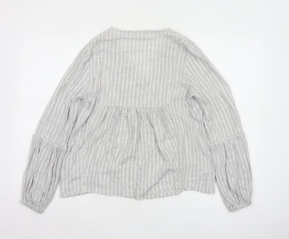Maison de Nimes Women’s Grey Check Tunic Blouse Size 8