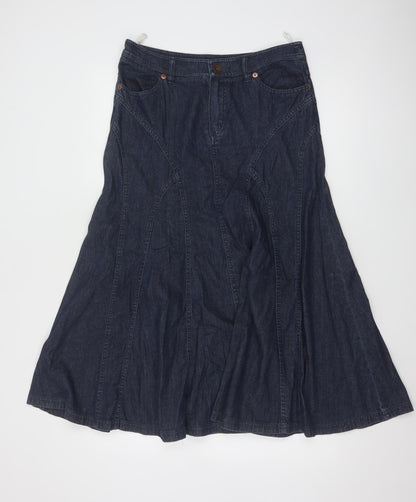 Marks and Spencer Women’s Blue Denim A-Line Midi Skirt UK 12