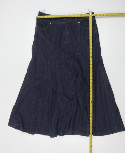 Marks and Spencer Women’s Blue Denim A-Line Midi Skirt UK 12