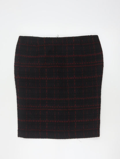 Hobbs Women Black Check Wool Blend Tweed Pencil Skirt UK 16
