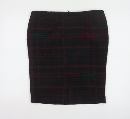 Hobbs Women Black Check Wool Blend Tweed Pencil Skirt UK 16