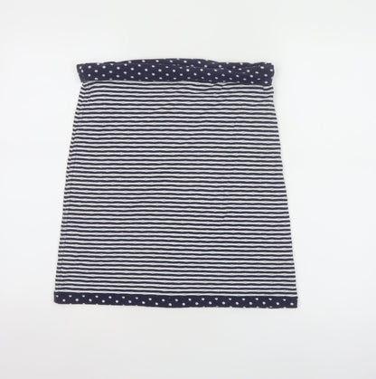 White Stuff Women Blue Striped Cotton Stretch Skirt Size 10