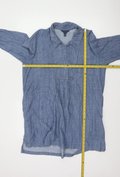 Seasalt Cornwall Women Blue Cotton Shirt Dress Size 16
