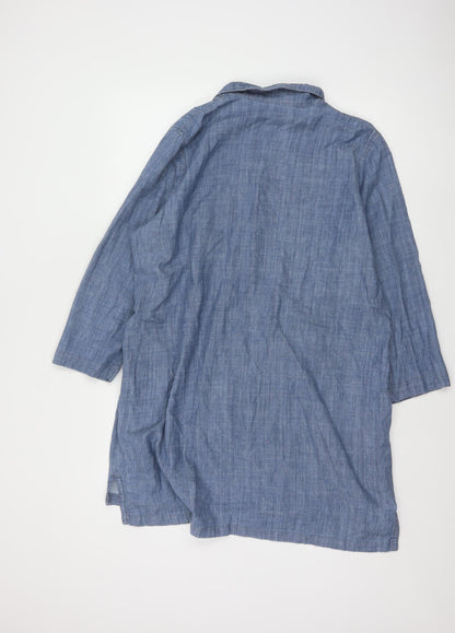 Seasalt Cornwall Women Blue Cotton Shirt Dress Size 16