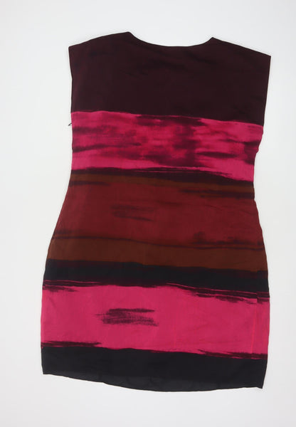 Laura Ashley Women’s Multicoloured Shift Dress UK 18 Silk Cotton Knee Length