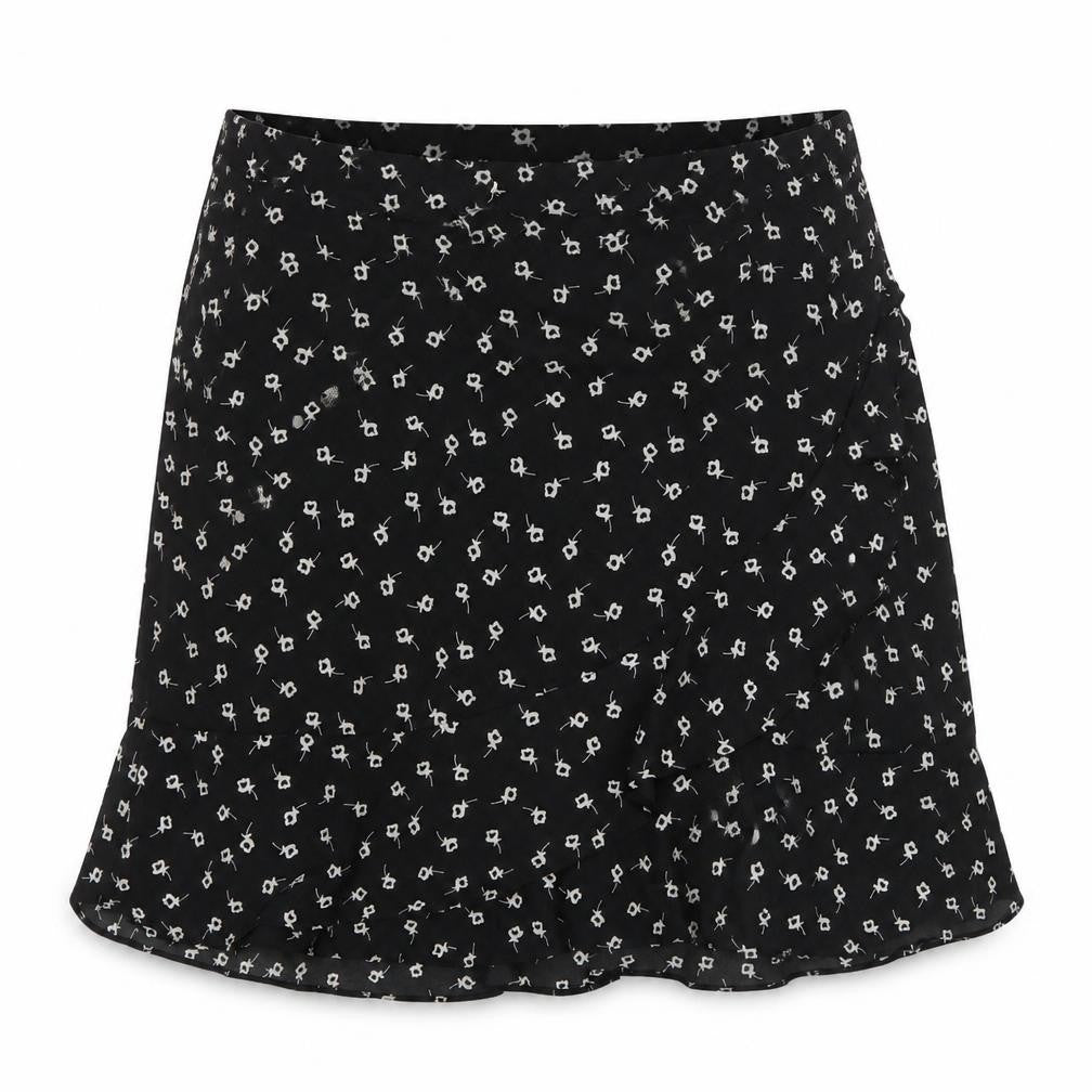 Oasis Women's Black Floral Short A-Line Skirt Size 10