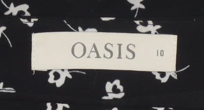 Oasis Women's Black Floral Short A-Line Skirt Size 10