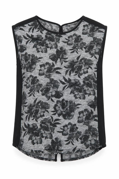 Oasis Womens Grey Floral Sleeveless Blouse Size S