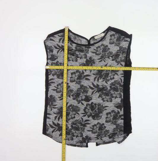 Oasis Womens Grey Floral Sleeveless Blouse Size S