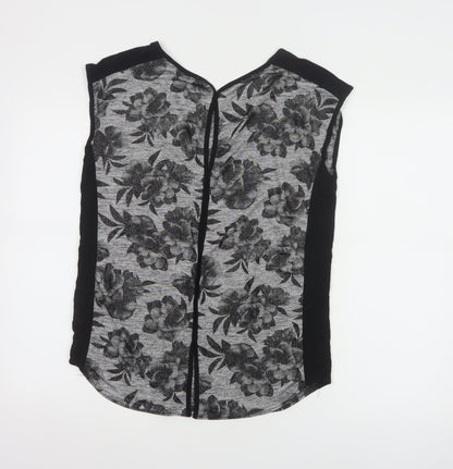 Oasis Womens Grey Floral Sleeveless Blouse Size S